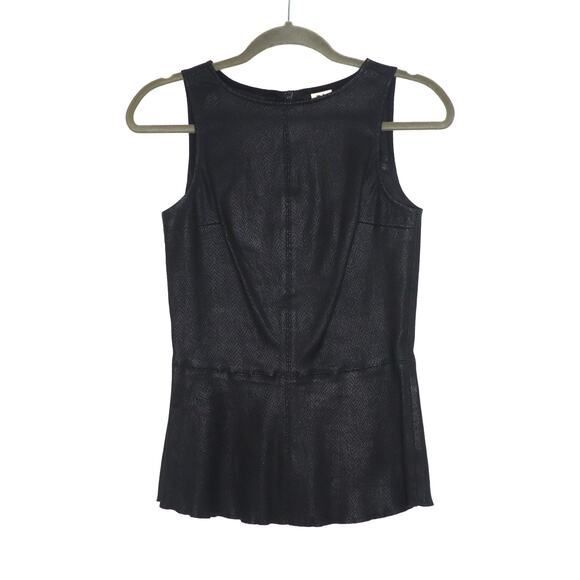DL1961 Rory Stretch Lamb Leather Peplum Top Snakeskin Print in Black Women's XS - Picture 1 of 8